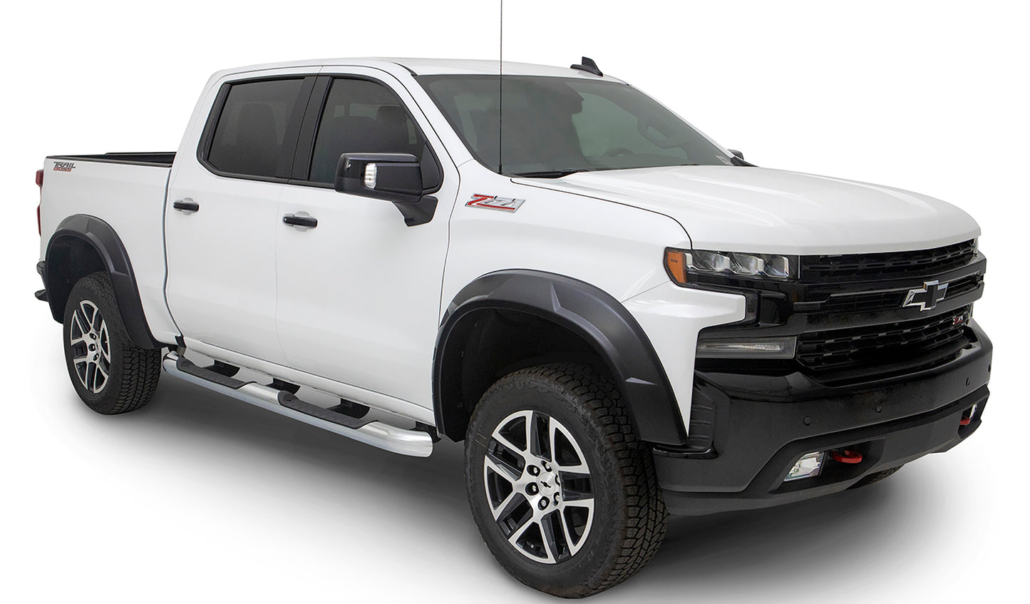 Bushwacker 40984-02 DRT Style Fender Flares; Front And Rear For 2019-2021 Chevrolet Silverado 1500/2022 Chevrolet Silverado 1500 LTD