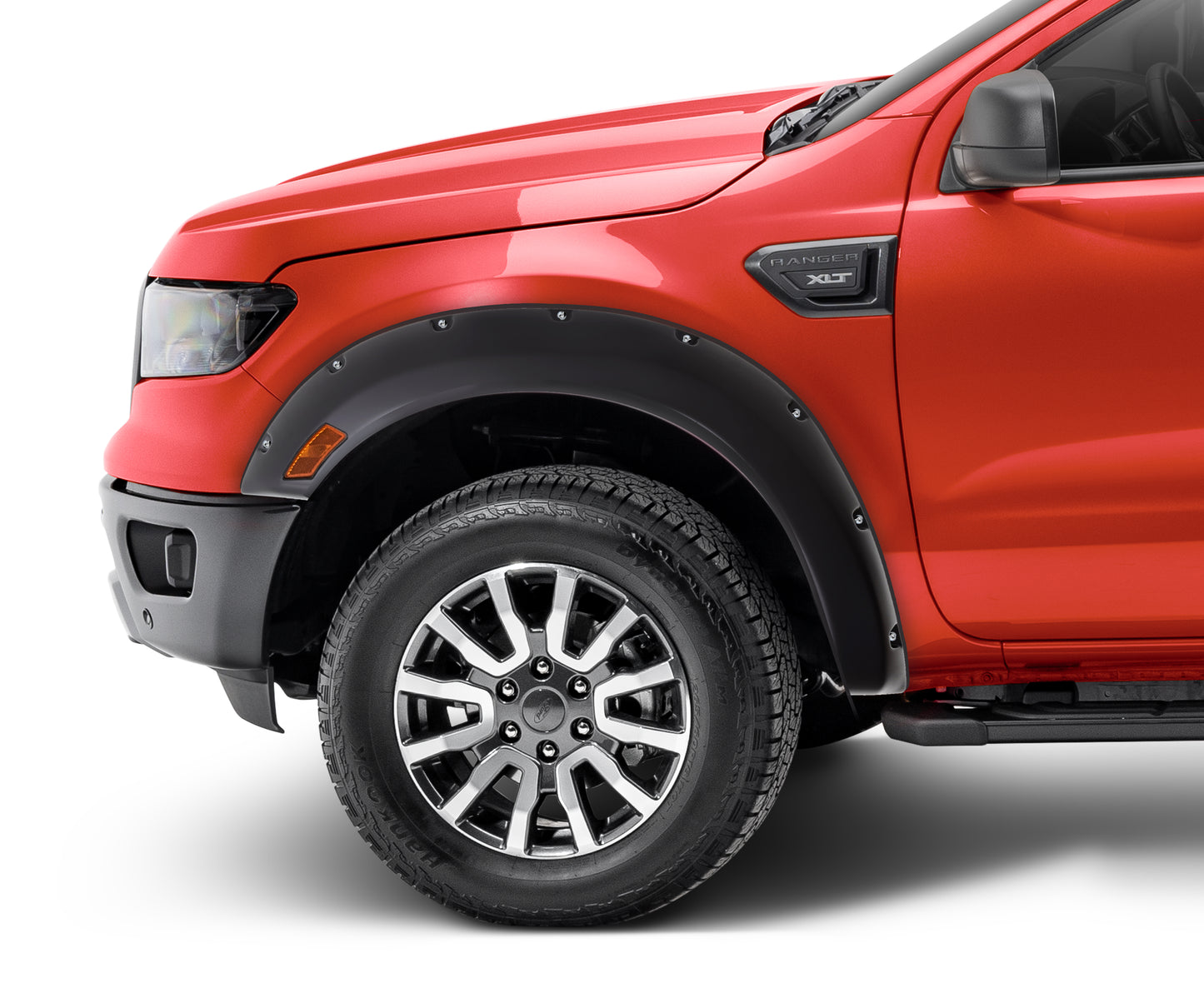 Bushwacker 20119-02 Black Pocket/Rivet Style Smooth Finish Front Fender Flares For 2019-2023 Ford Ranger