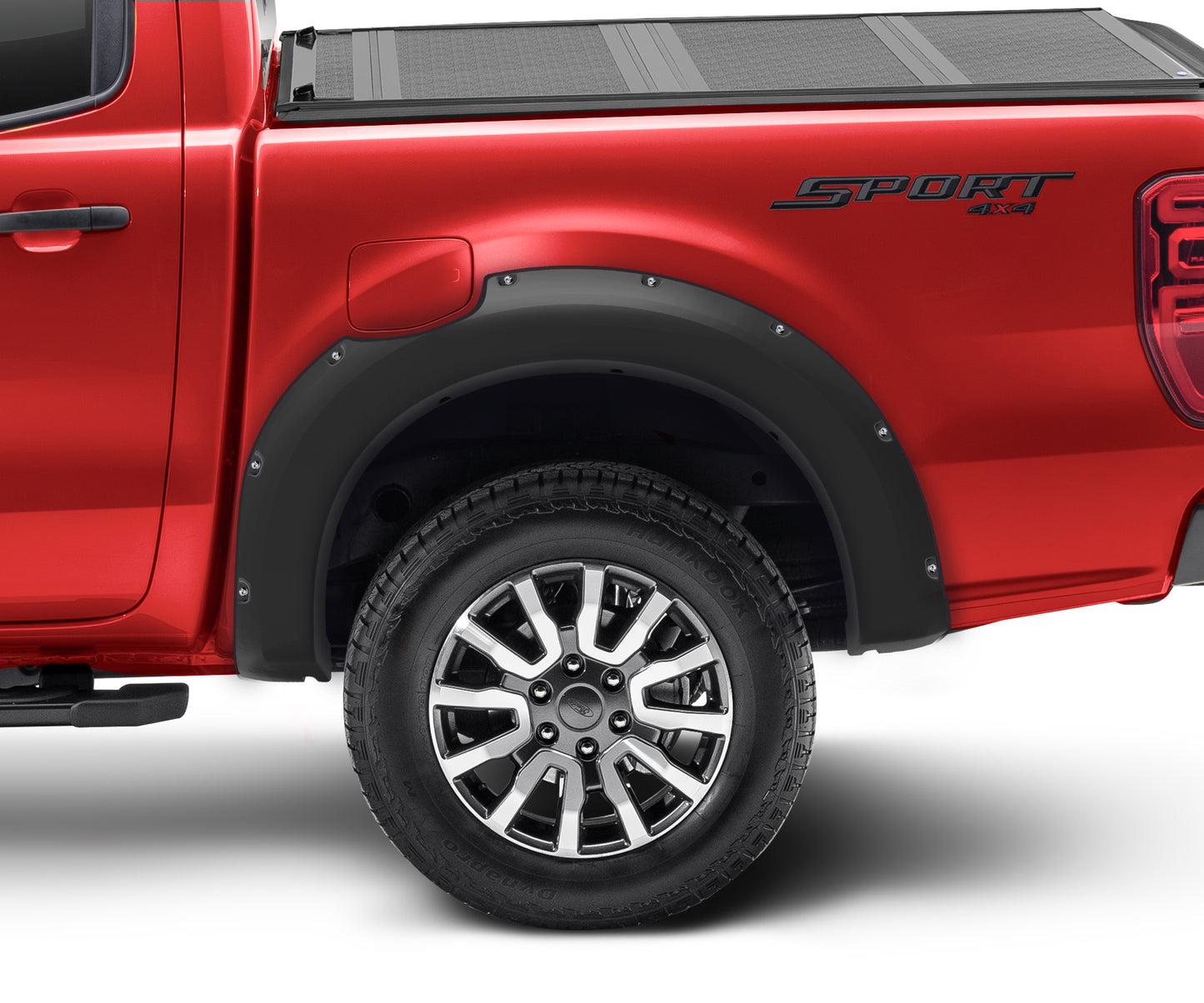 Bushwacker 20120-02 Black Pocket/Rivet Style Smooth Finish Rear Fender Flares For 2019-2023 Ford Ranger