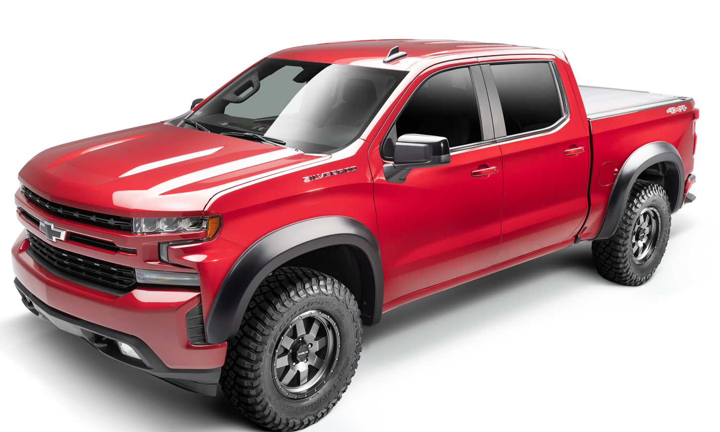 Bushwacker 40929-02 Black Extend-A-Fender Style Smooth Finish 4-Piece Fender Flare Set For 19-21 Chevrolet Silverado 1500; 2022 Chevrolet Silverado 1500 LTD