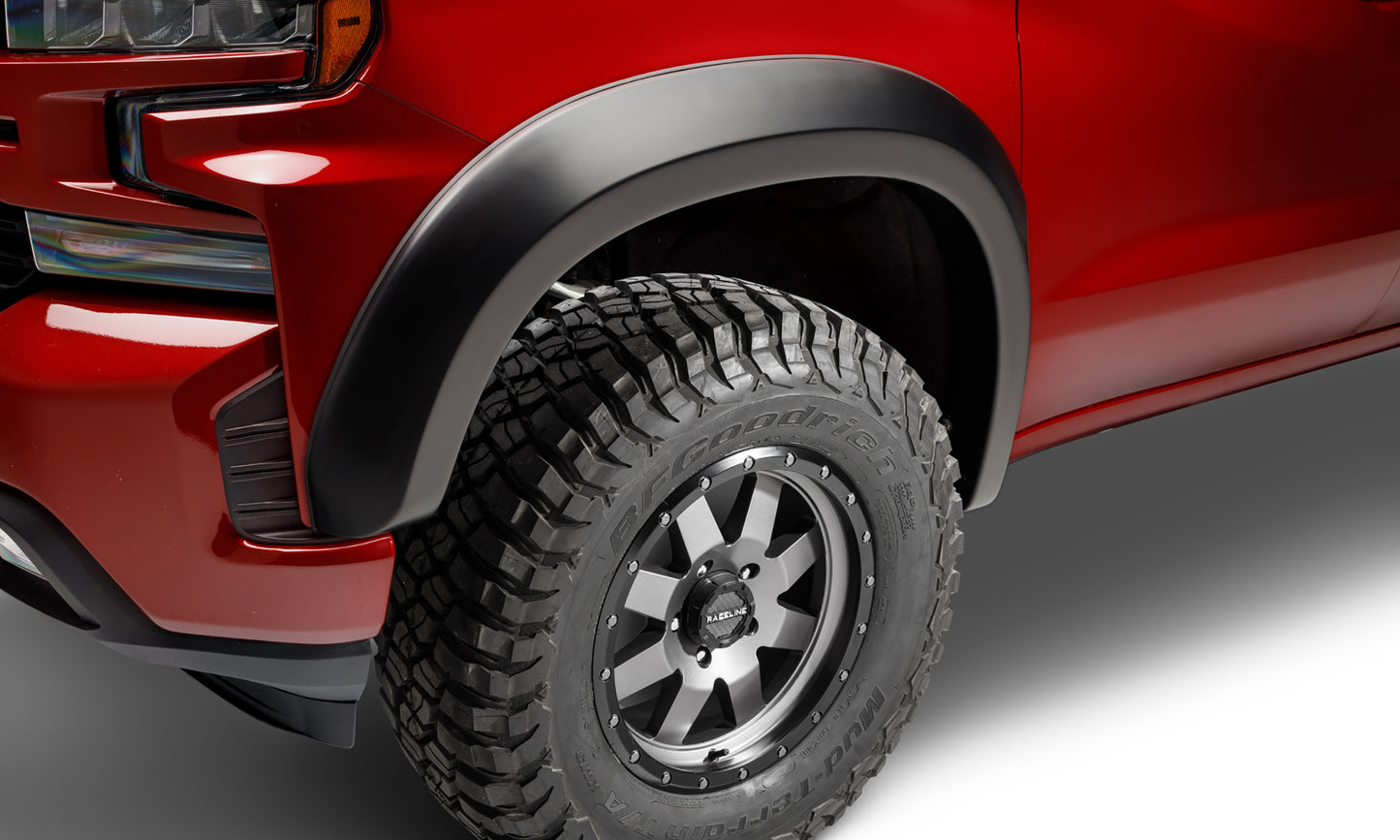 Bushwacker 40155-02 Black Extend-A-Fender Fender Flares Smooth Finish 2-Piece Front For 19-21 Chevrolet Silverado 1500; 2022 Chevrolet Silverado 1500 LTD
