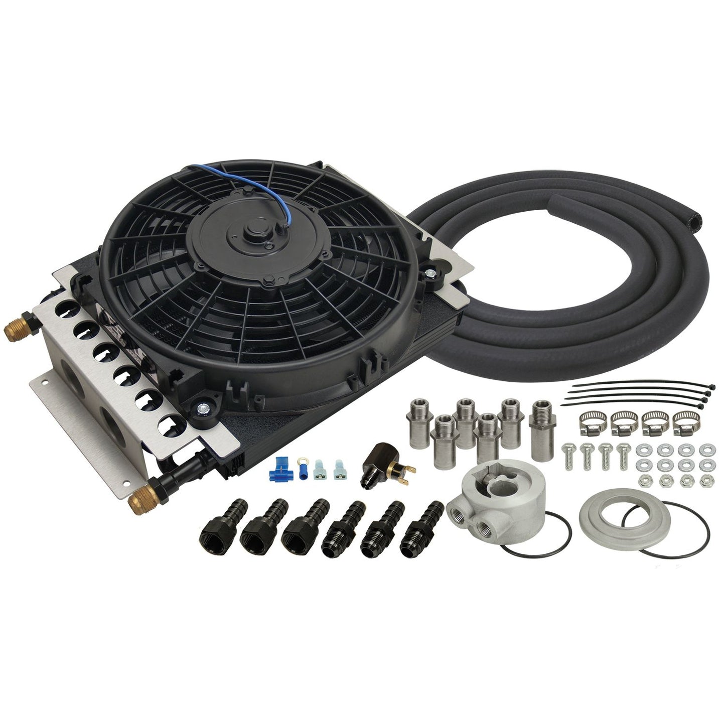 Derale 16 Pass Electra-Cool Remote Engine Oil Cooler Kit, -8AN Inlets 15500