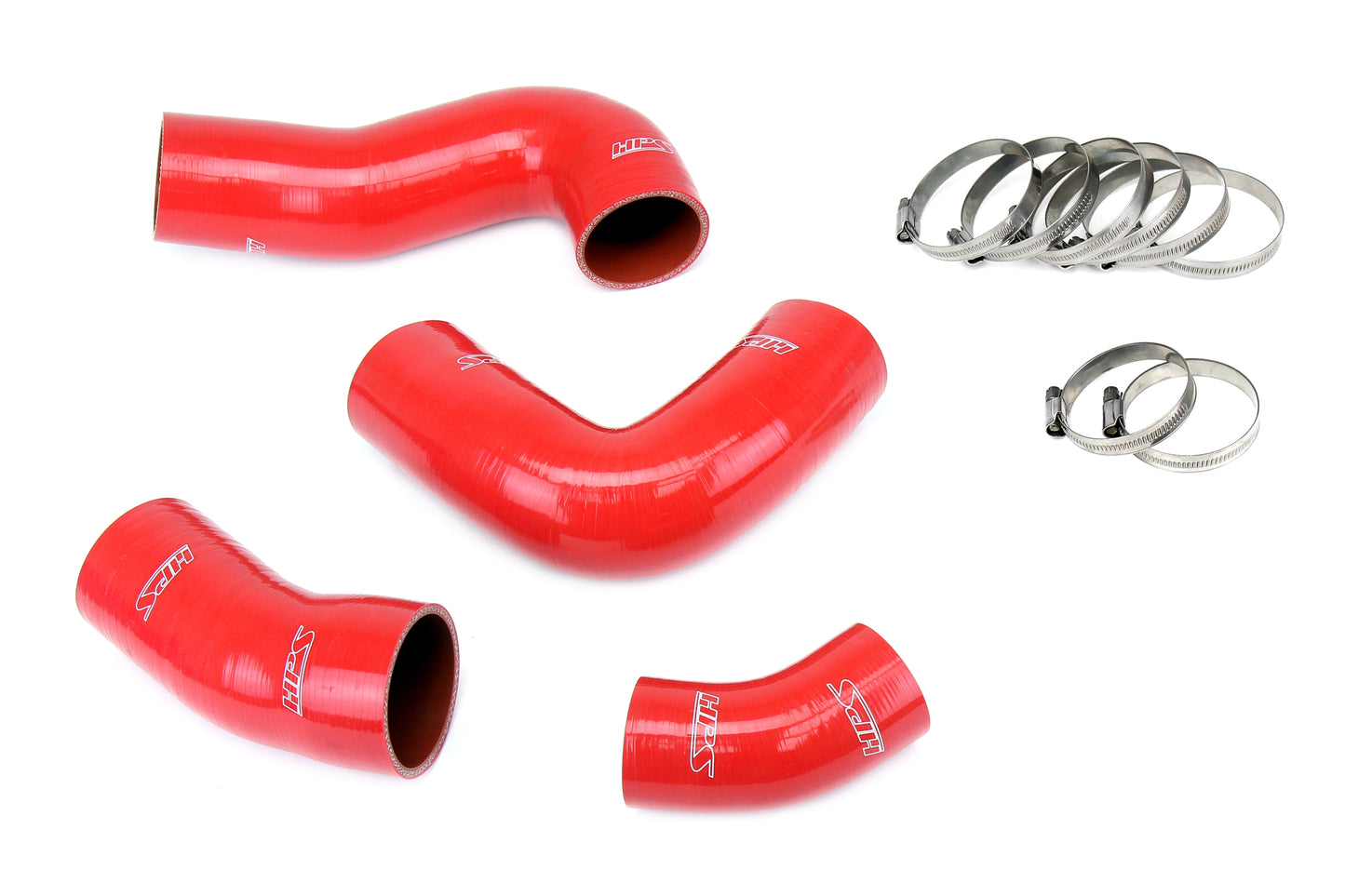 HPS Performance 4-ply Reinforced Silicone Replaces Rubber Intercooler Hoses 57-1949-RED