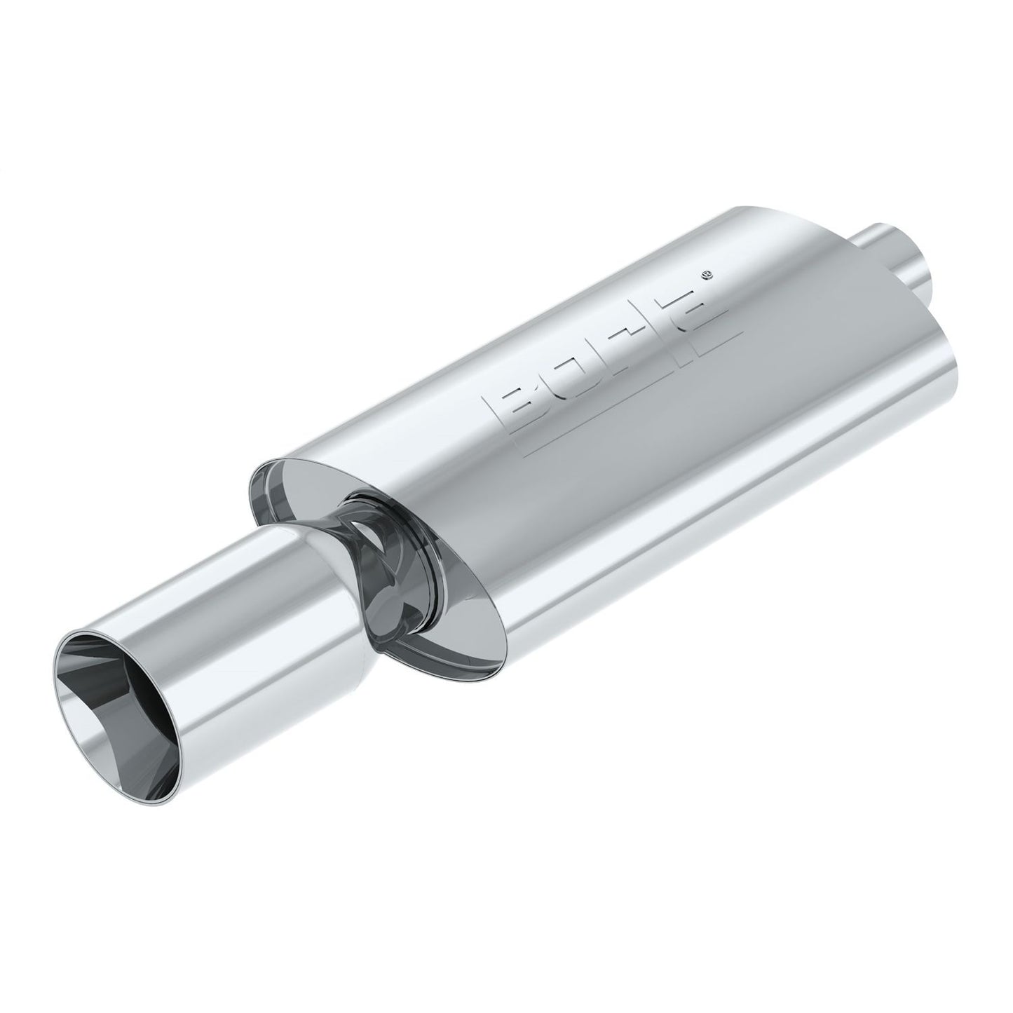 Borla Boomers Muffler Thumper 2.25in Center Inlet/ 4in Single Round Tip 4.5in x 7.88in Oval x 14in Long Body 40057