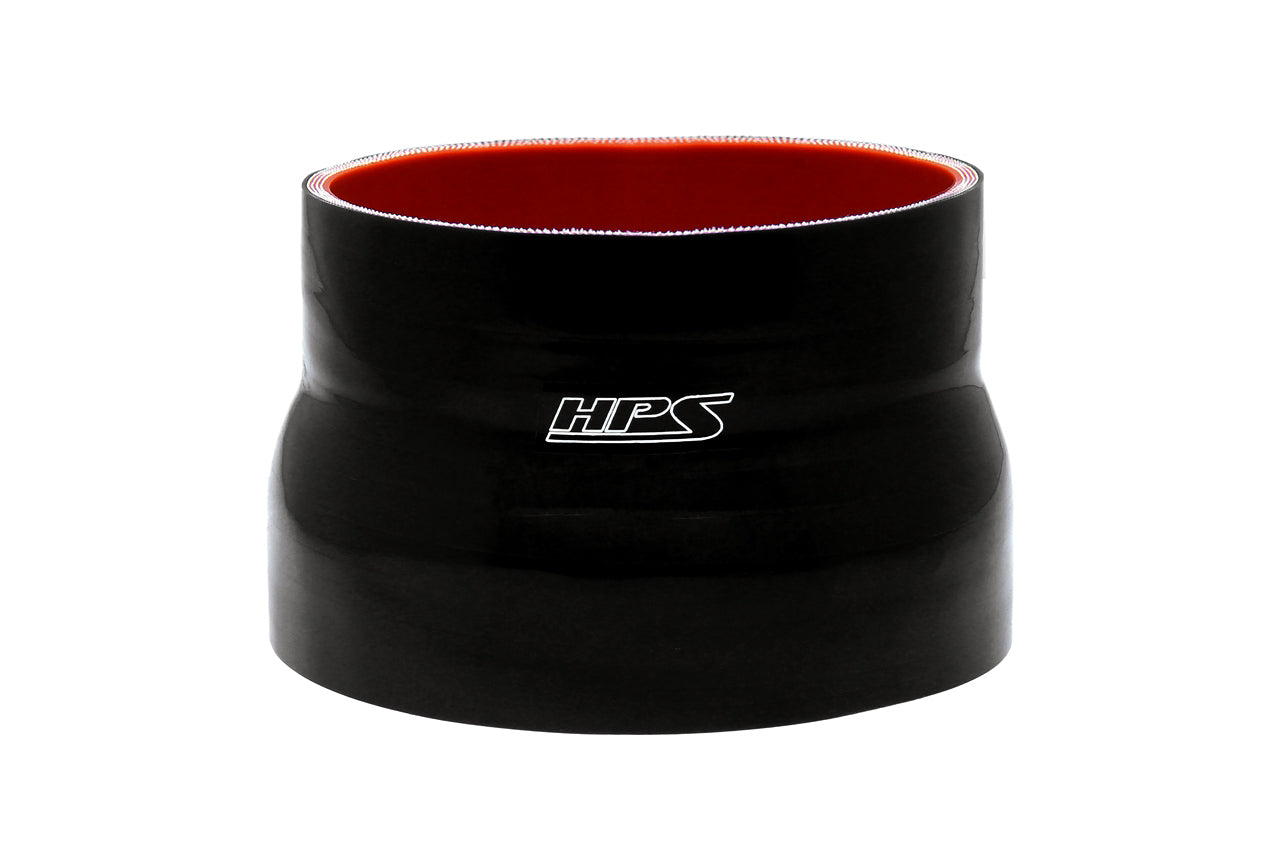 HPS Performance Silicone Reducer Hose High Temp 4-ply Reinforced 3-1/2" - 4" ID 6" Long Black HTSR-350-400-L6-BLK