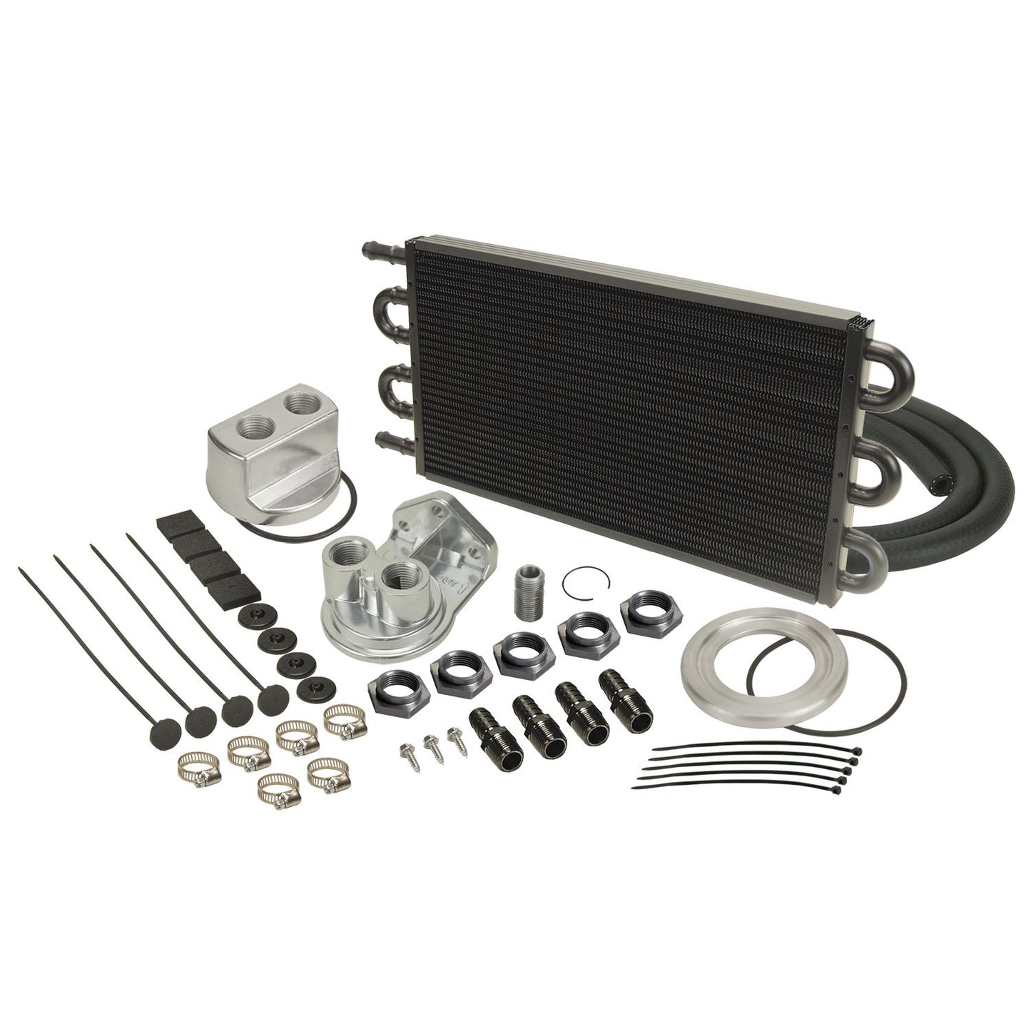 Derale 6 Pass Series 7000 Alum/Copper Universal Engine Oil Cooler Kit, Spin On Adapter 15551