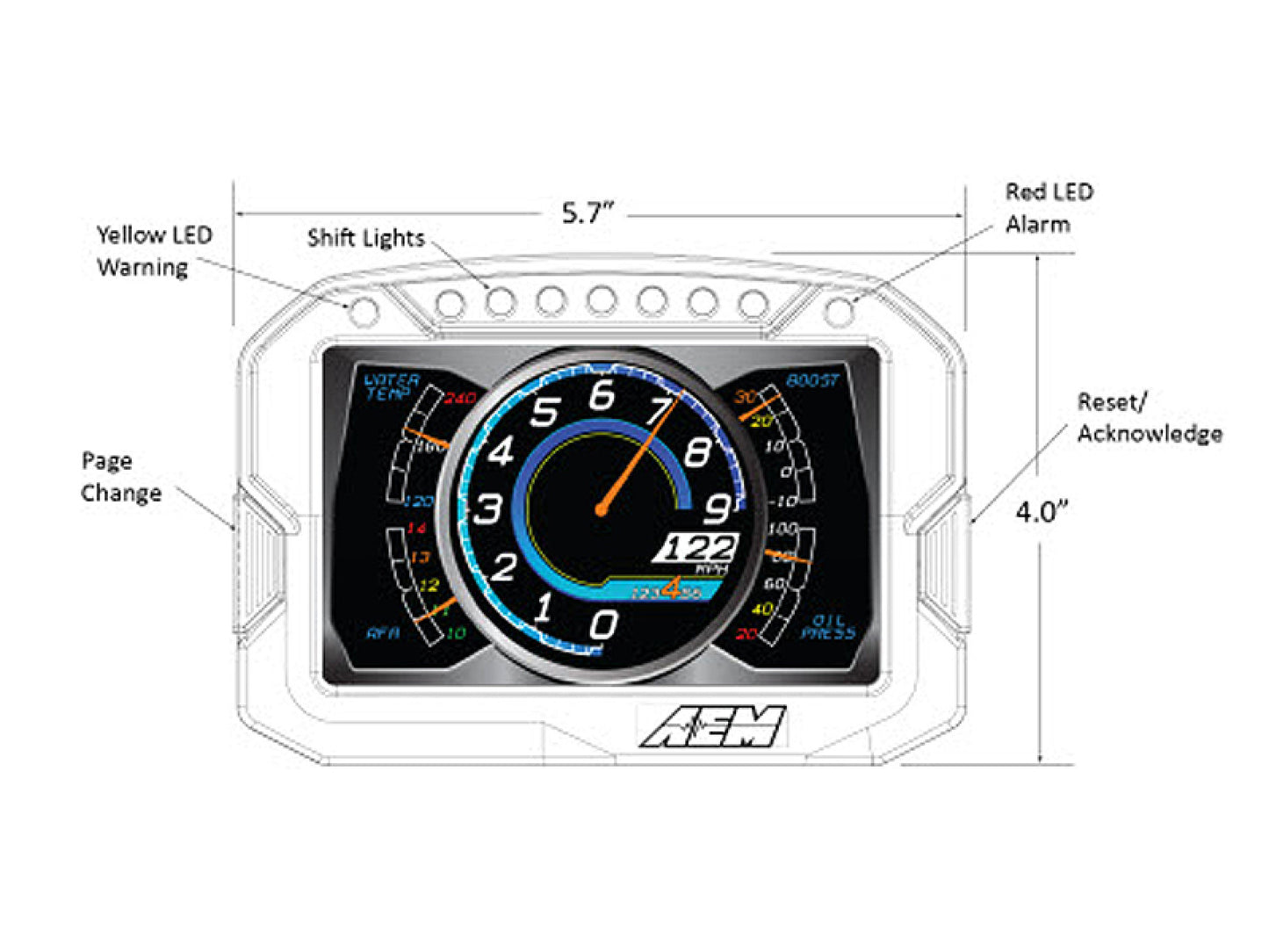 AEM CD-5 Carbon Digital Racing Non-Logging GPS Enabled Dash Display 30-5602