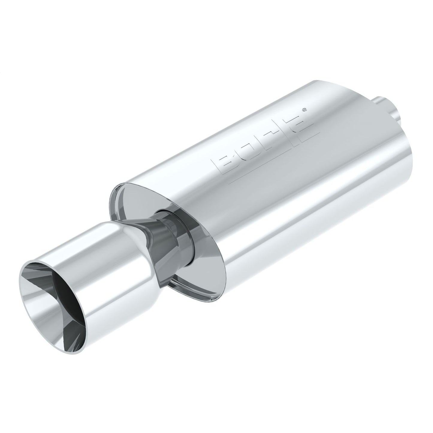 Borla Boomers Muffler Wailtail 2.25in Center Inlet/ 5in Single Round Tip 5.5in x 8.5in Oval x 14in Long Body 40061