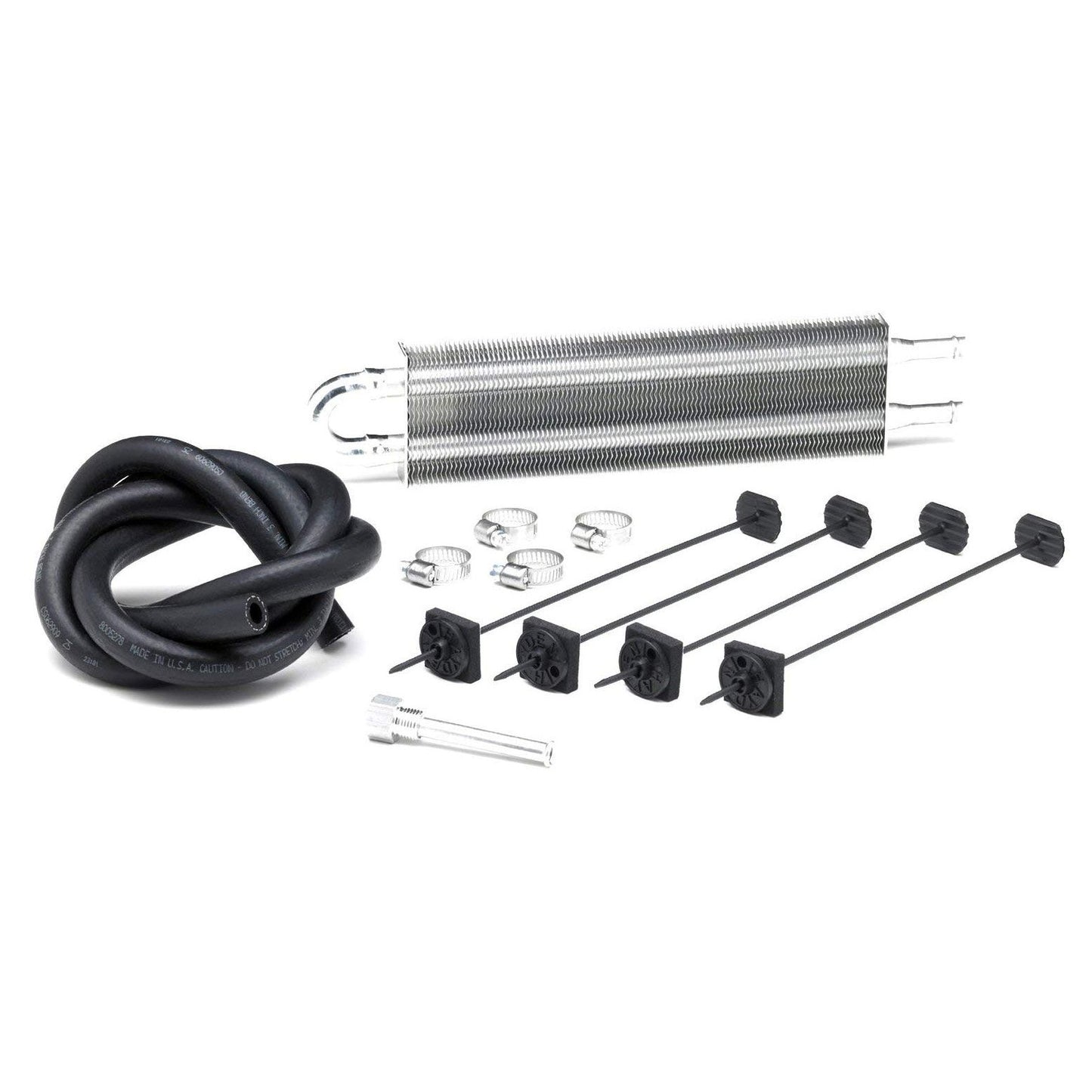 Borgeson - Power Steering Cooler Kit - P/N: 925125 - Includes 2.5" X 9" Standard 2 pass power steering cooler cooler mount kit 6' of high temp power steering return hose 3/8" hose barb and 4 hose clamps.