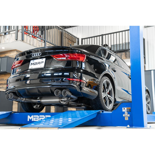 MBRP Exhaust T304 Stainless Steel 3" Cat Back Quad Split Rear Exit with Carbon Fiber Tips (Active Exhaust) S46043CF