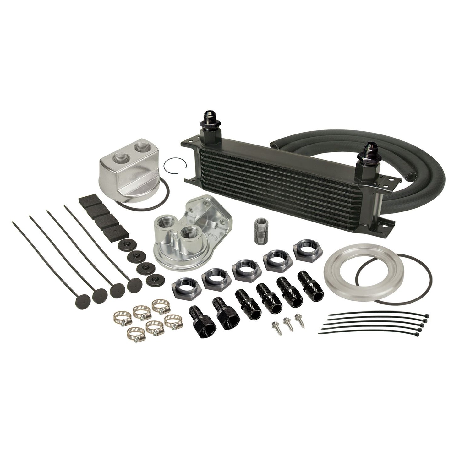 Derale 10 Row Series 10000 Stack Plate Universal Engine Oil Cooler Kit, Spin On Adapter 15651