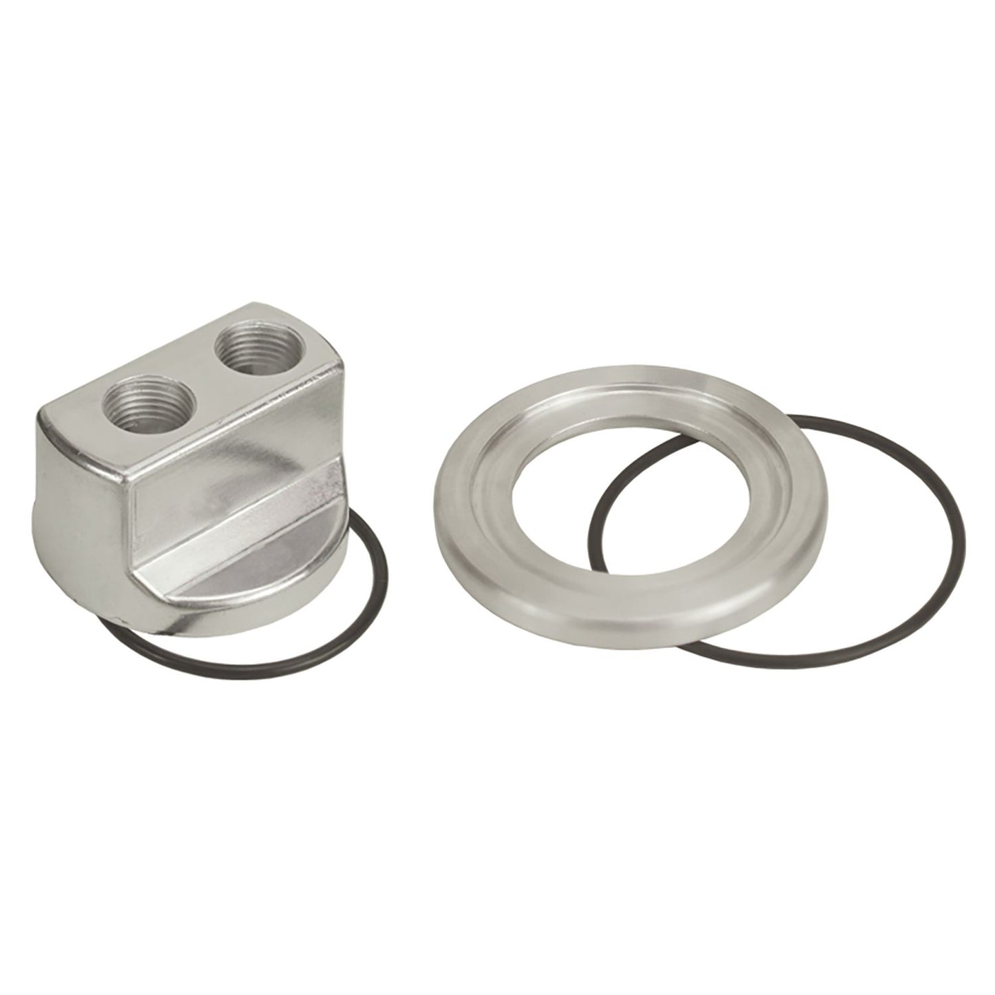 Derale Standard Engine Spin On Adapter with 1/2" NPT Ports, 13/16"-16 Engine Thread 15705