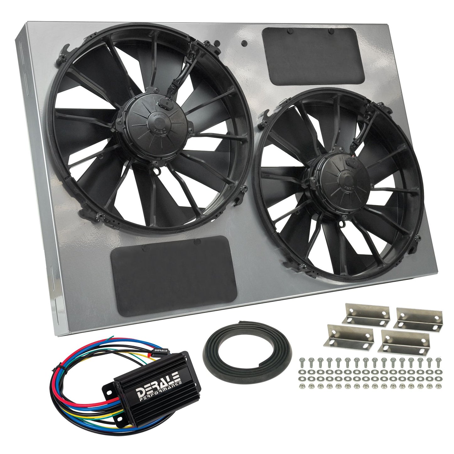 Derale Powerpack - High Output Dual 12" RAD Fan/Powdercoated Steel Shroud w/ PWM Contro 66927