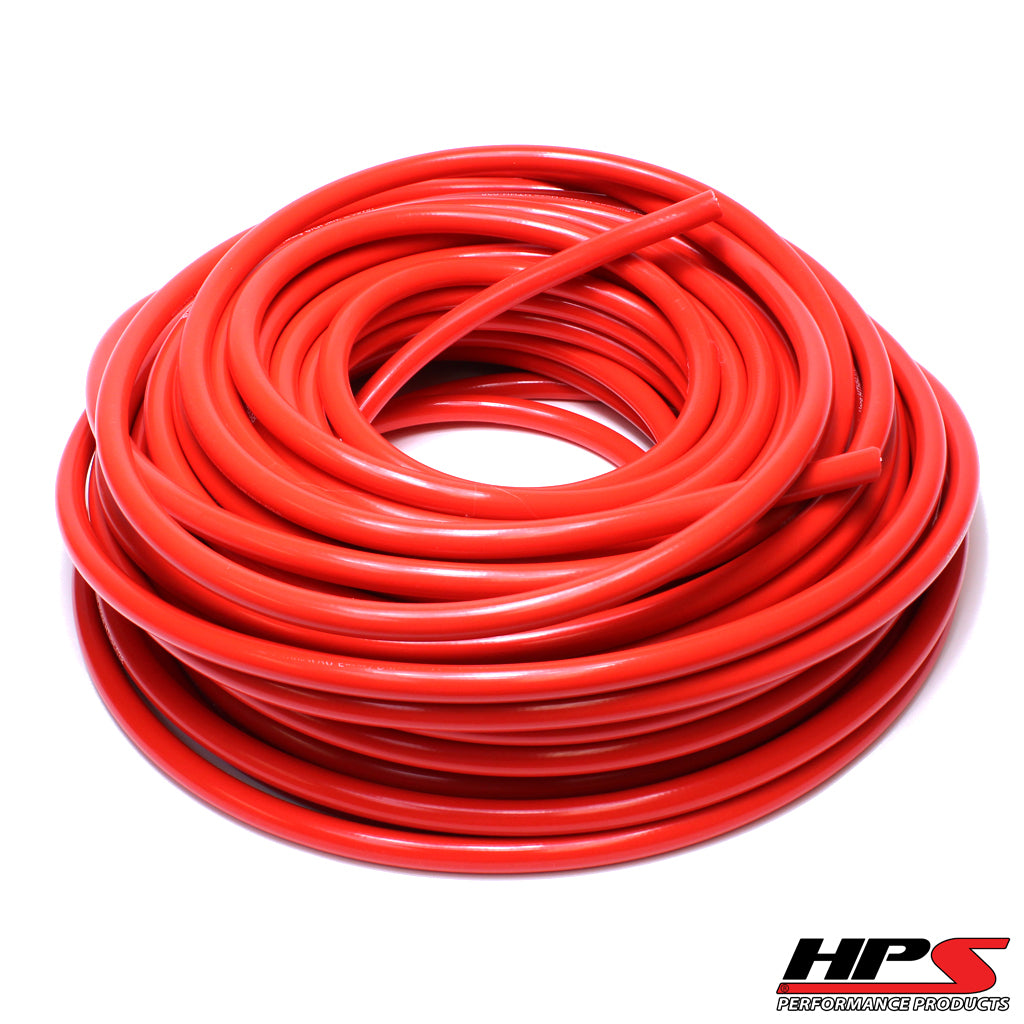 HPS Performance Silicone Heater Hose Tubing High Temp 1-ply Reinforced 1/2" ID 100 Feet Roll Red HTHH-050-REDx100