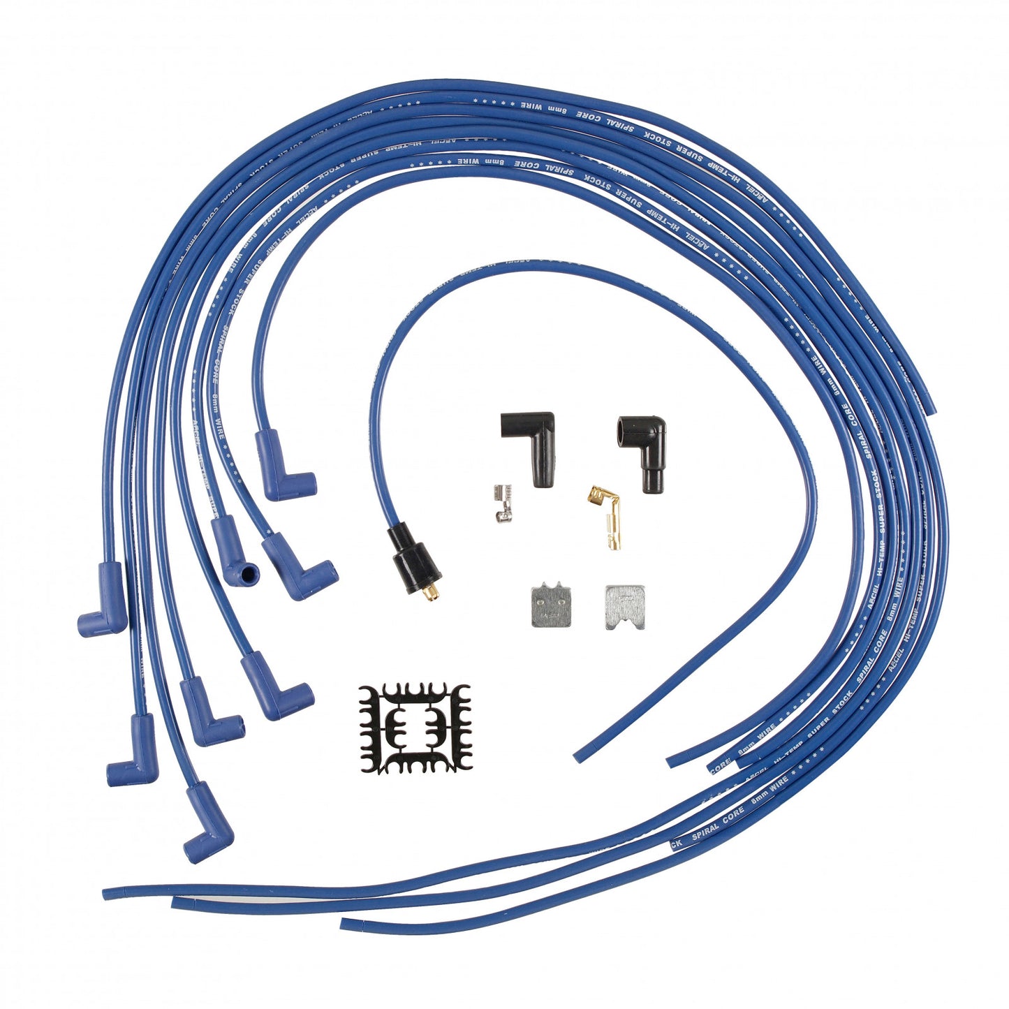 ACCEL Spark Plug Wire Set - 8mm - Universal - Blue Wire with Blue 90 Deg Boots 5041B