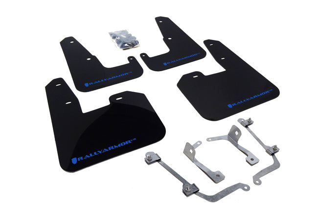 Rally Armor MF15-UR-BLK/BL - 2011-2014 Subaru WRX Hatchback / 2008-2014 Subaru STI Hatchback - Black Mud Flap/Blue Logo