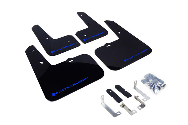 Rally Armor MF24-UR-BLK/BL - 2012-2018 Hyundai Veloster Base Turbo - Black Mud Flap/Blue Logo