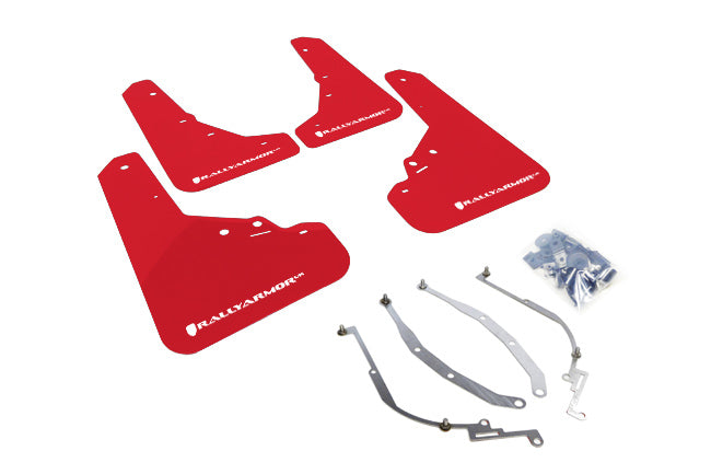 Rally Armor MF25-UR-RD/WH - 2012-2019 Fiat Fiat 500 Abarth 500T Sport - Red Mud Flap/White Logo
