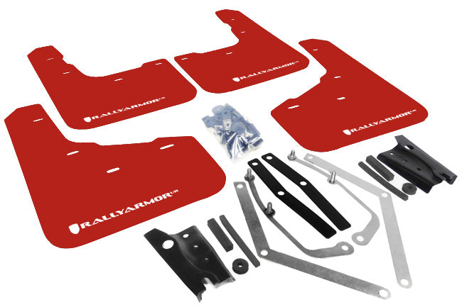 Rally Armor MF29-UR-RD/WH - 2013-2018 & 2019 USDM Ford Fiesta ST - Red Mud Flap/White Logo