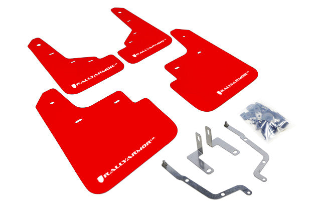Rally Armor MF31-UR-RD/WH - 2014-2018 Mazda 3 Grand Touring Sport SV Touring - Red Mud Flap/White Logo