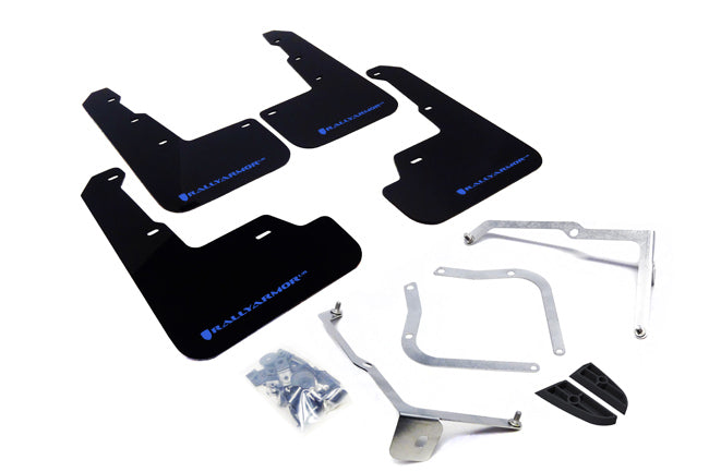 Rally Armor MF32-UR-BLK/BL - 2015-2019 Subaru WRX Sedan / 2015-2019 Subaru STI Sedan - Black Mud Flap/Blue Logo