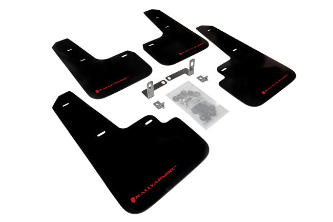 Rally Armor MF43-UR-BLK/RD - 2015-2019 Mitsubishi Mirage DE ES SE GT - Black Mud Flap/Red Logo