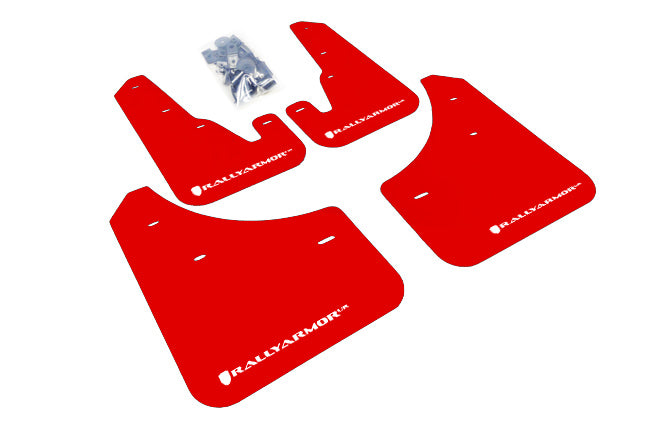 Rally Armor MF9-UR-RD/WH - 2004-2009 Mazda 3 I/Mazdaspeed/S - Red Mud Flap/White Logo