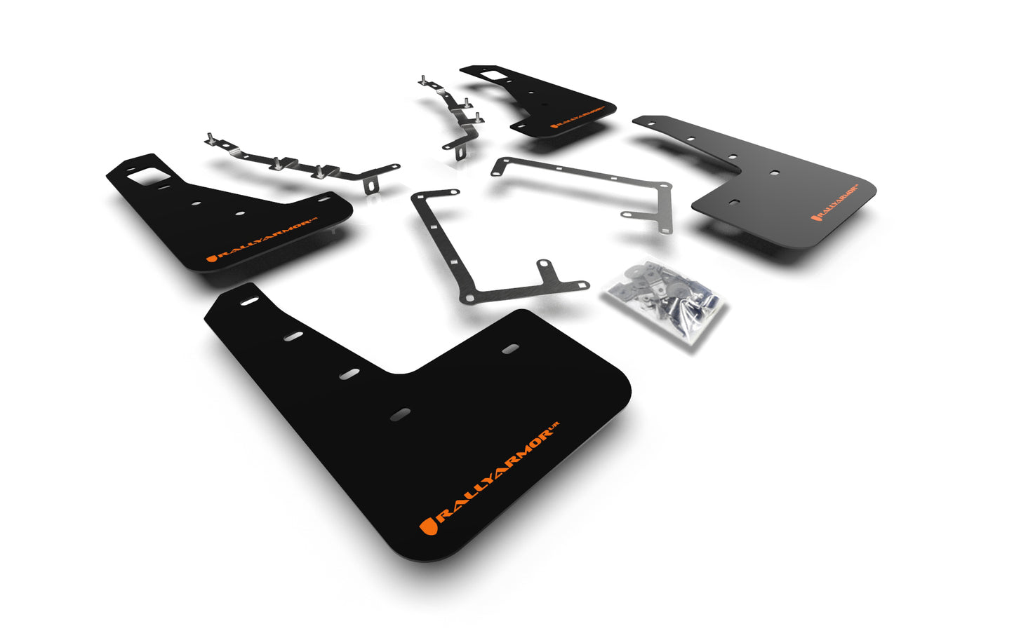 Rally Armor MF56-UR-BLK/OR - 2009-11 Ford Focus Mk2 RS & RS500 - Black Mud Flap/Orange Logo