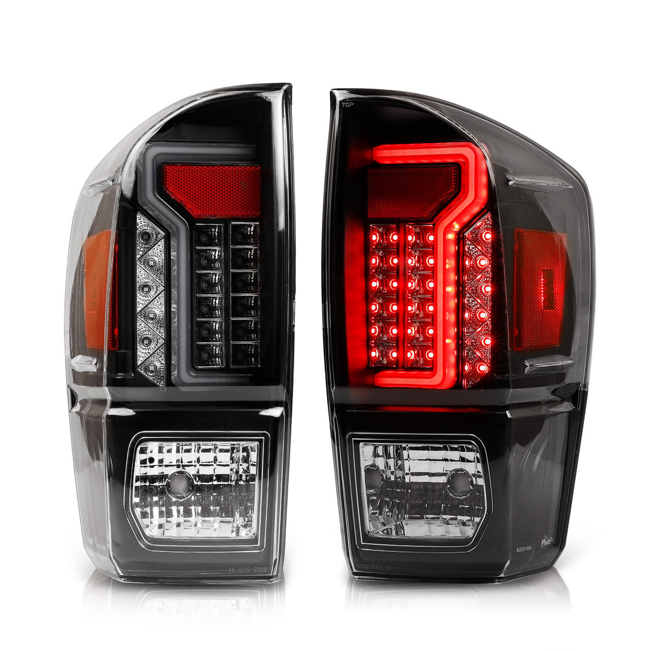 WINJET 2016-2023 Toyota Tacoma LED Tail lights - Black / Clear / Smoke Glow Bar CTWJ-0466-BCS