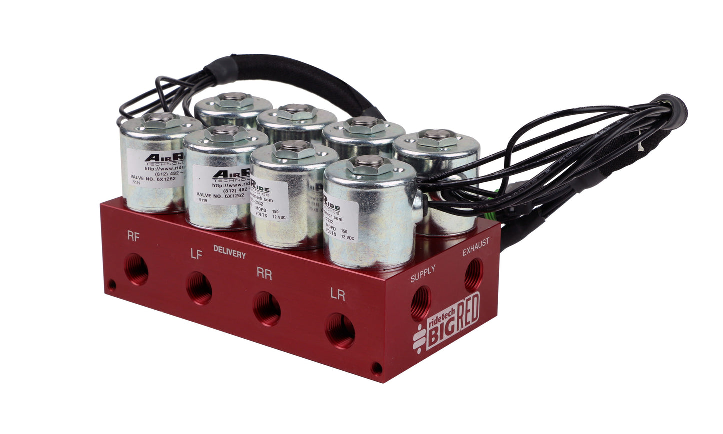 Ridetech BigRed 4-Way valve with 3/8" NPT ports. 31937400