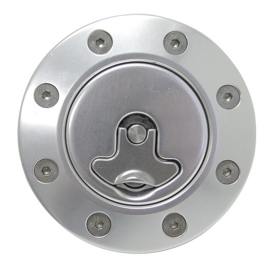 Ridetech Billet aluminum gas cap, universal fit, locking, anodized Silver. 81000034