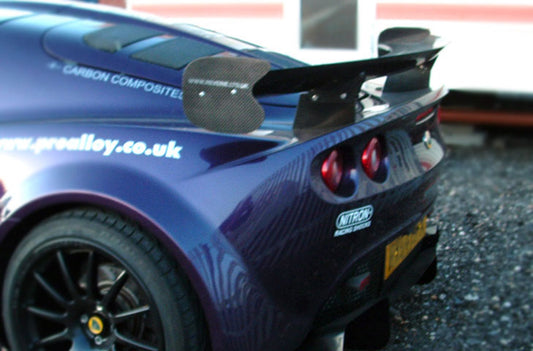 Reverie Lotus Elise/Exige S2 Carbon Rear Wing Kit (Curved) - 225mm Chord x W1650mm, Adjustable Clam (Standard) R01SB0160