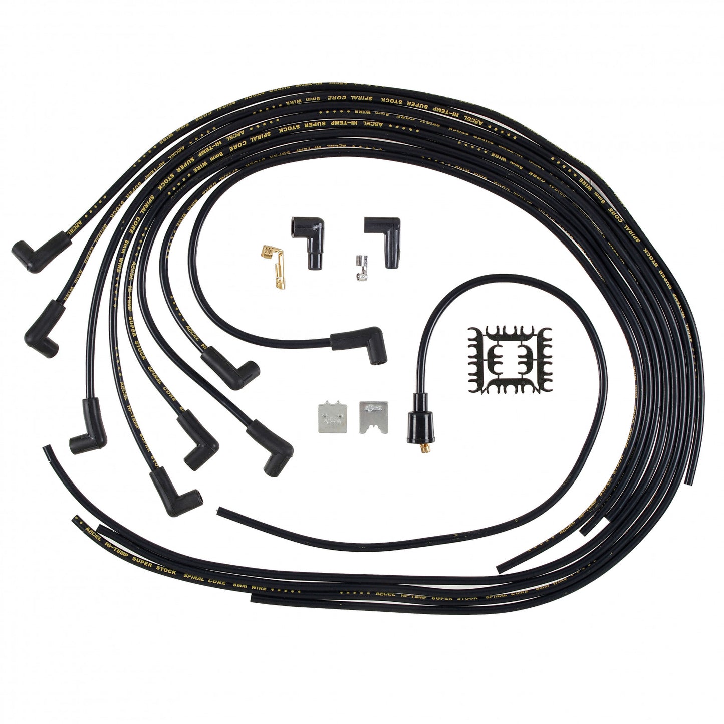ACCEL Spark Plug Wire Set - 8mm - Universal - Black Wire with Black 90 Deg Boots 5041K