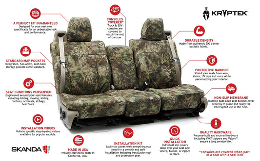 Coverking Custom Seat Cover Ballistic Camo Kryptek kryptek