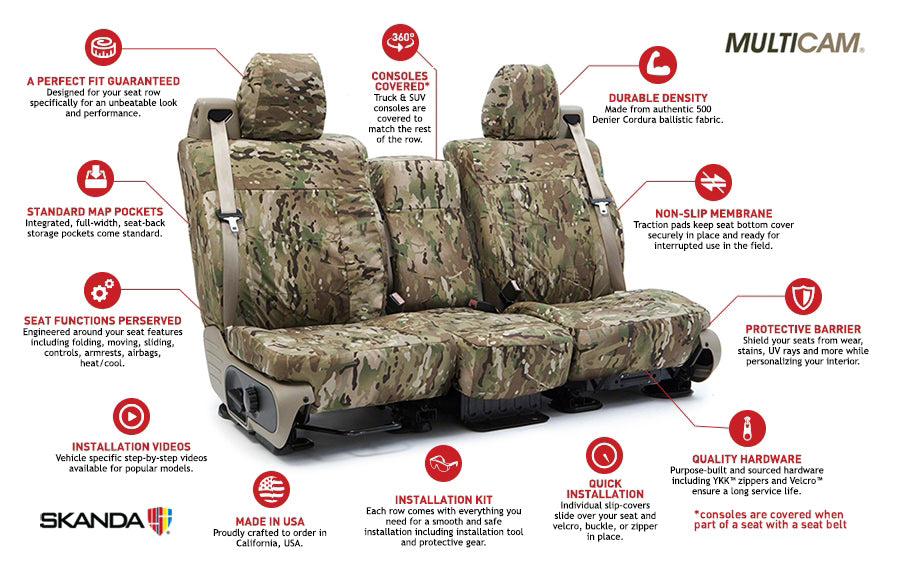 Coverking Custom Seat Cover Ballistic Camo Multi-Cam Multi-cam