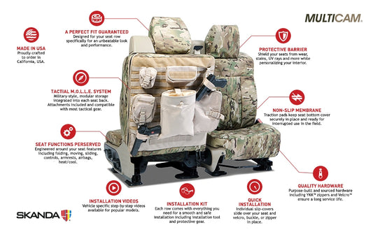 Coverking Custom Tactical Seat Cover Ballistic Camo Multi-Cam CTSC