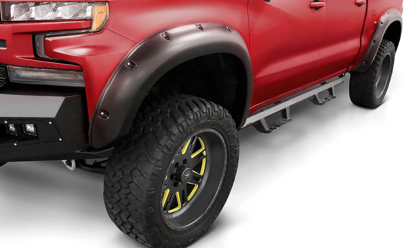 Stampede 8437-2 Black Ruff Riderz Smooth Finish 4-Piece Fender Flare For 19-21 Chevrolet Silverado 1500; 2022 Chevrolet Silverado 1500 LTD