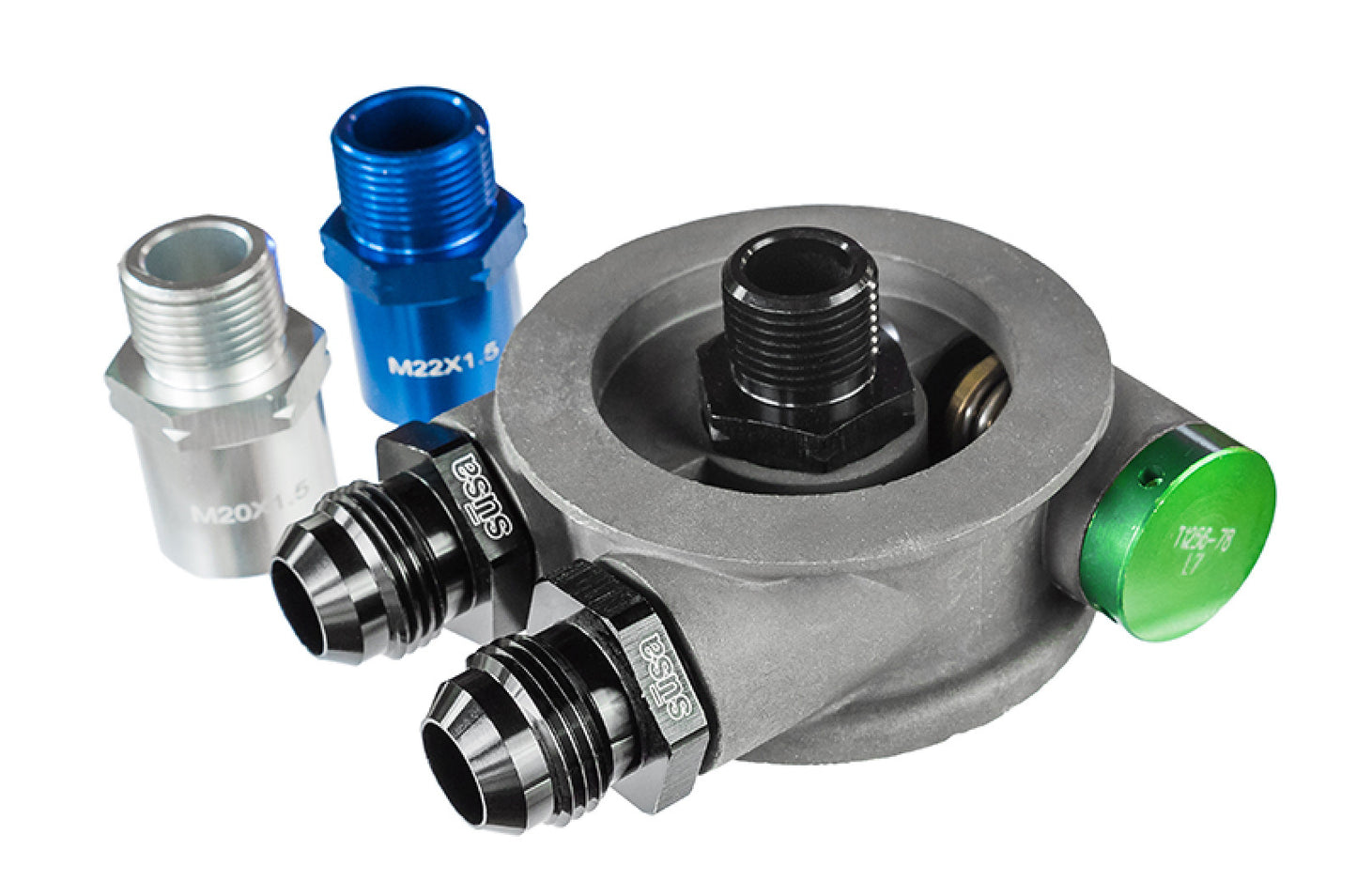 Setrab HyperFlow Sandwich Adapter for Oil Filter - M22 x 1.5 M22 Ports 19-SPT76-22-180-22