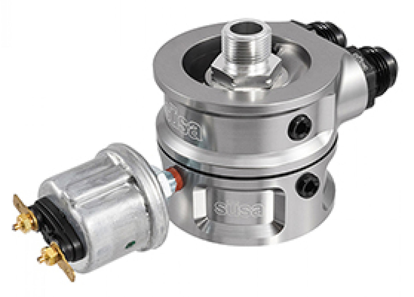 Setrab sandwich filter adapter, Billet 3/4-16 filter thread, M22 ports SRB-19-SP76-34-22