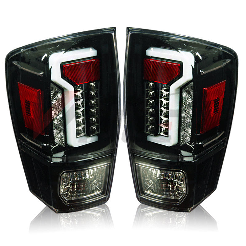WINJET 2016-2022 Toyota Tacoma LED Tail Light - Glossy Black / Clear CTWJ-0466-GBC
