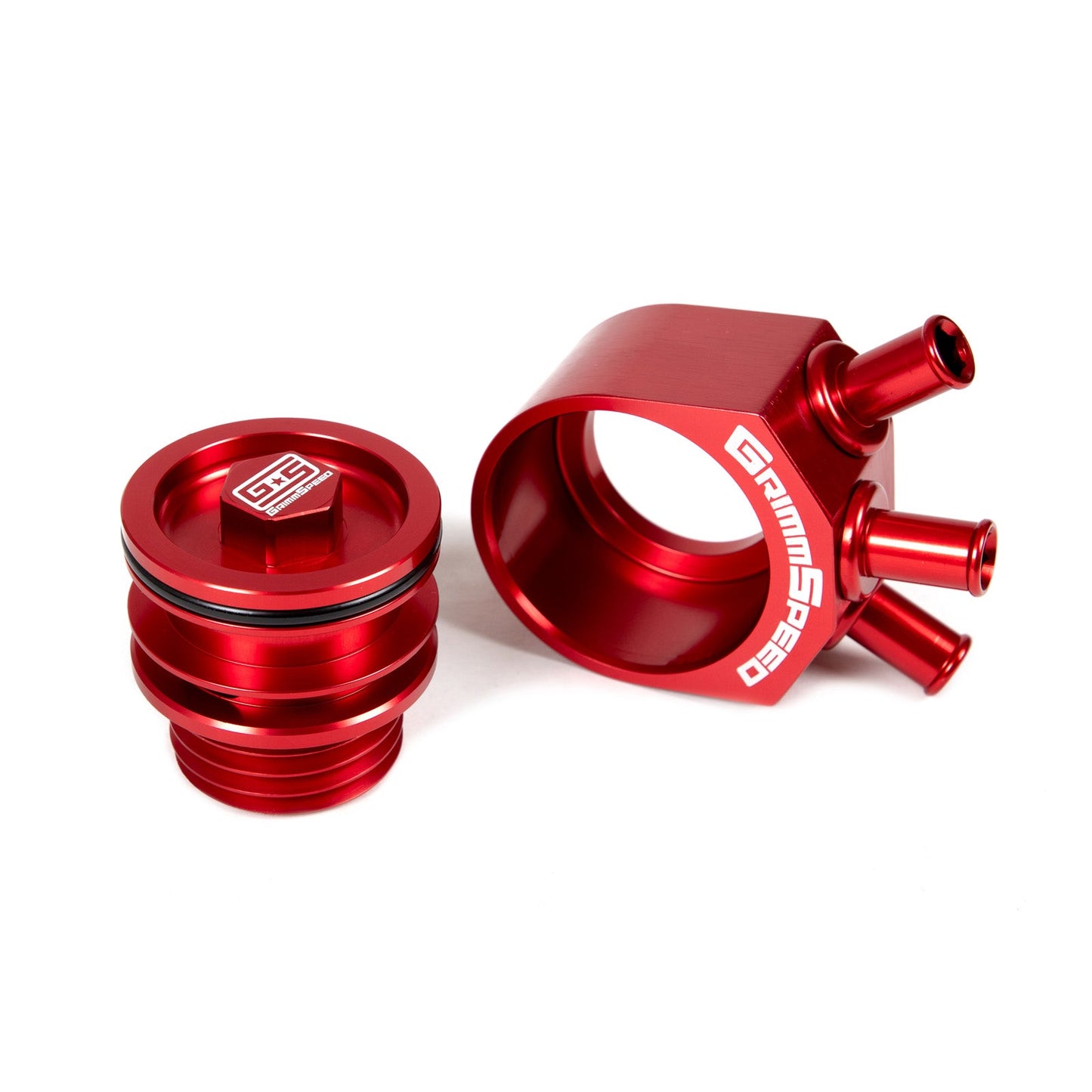 GrimmSpeed Air/Oil Separator - Red - 2002-07 Subaru WRX, 2004-21 Subaru STI GRM078006R