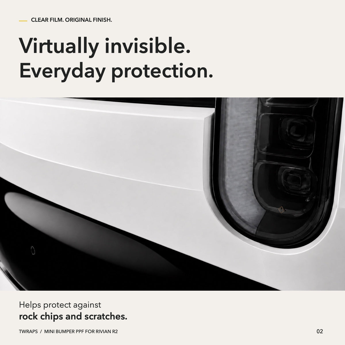 Front Bumper PPF | Rivian R2, Clear Paint Protection Film