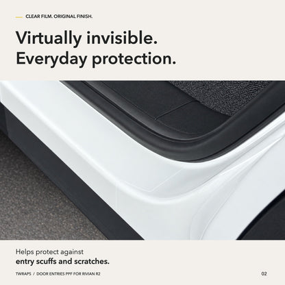 Door Entry PPF | Rivian R2, Clear Door Sill Protection