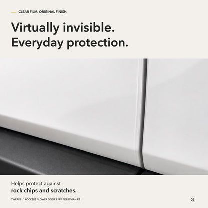 Rockers / Lower Doors PPF | Rivian R2, Clear Paint Protection Film