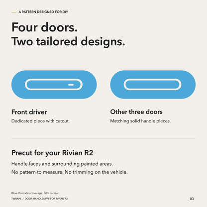 Door Handles Area PPF | Rivian R2, Clear Paint Protection Film