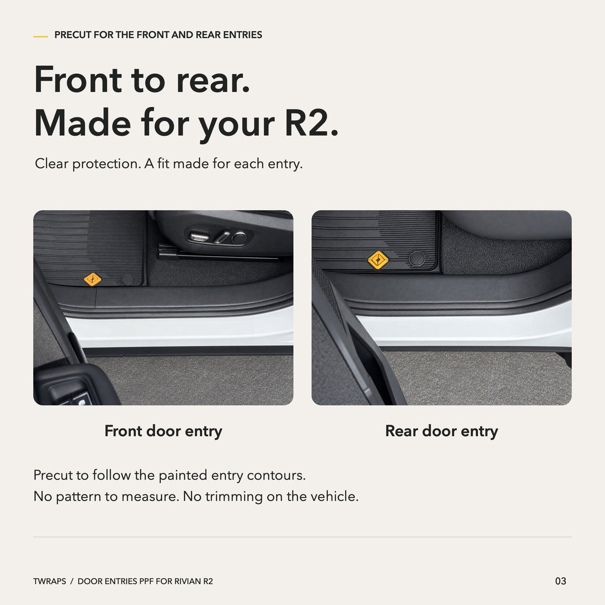 Door Entry PPF | Rivian R2, Clear Door Sill Protection