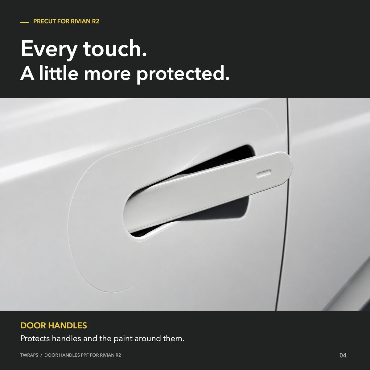 Door Handles Area PPF | Rivian R2, Clear Paint Protection Film