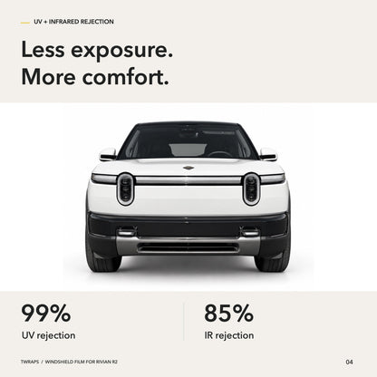 Windshield Protection Film | Rivian R2, UV + IR Defense