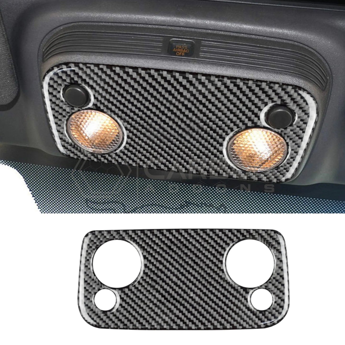 Real Carbon Fiber Overhead Dome Reading Light Trim Overlay For S197 Mustang 2005-2009