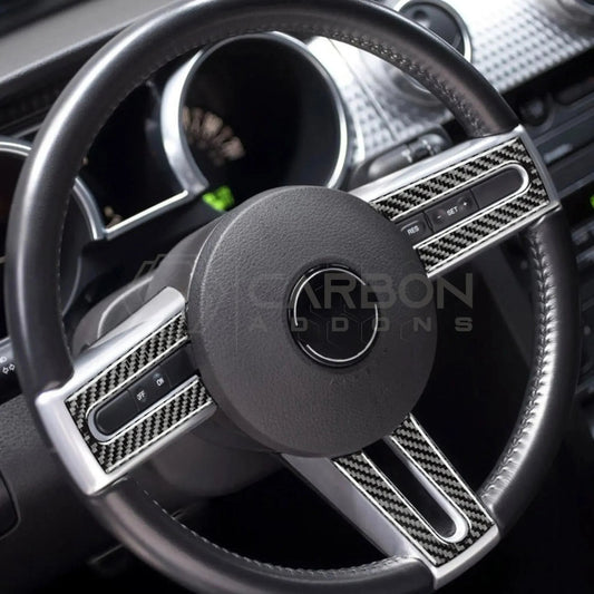 Real Carbon Fiber Steering Wheel Trim Overlay For Mustang 2005-2009